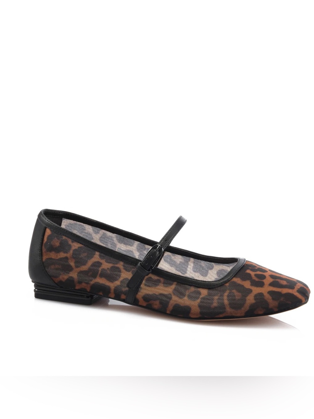 Franco Sarto Leopard Print Mary Jane Flats in Brown and Black